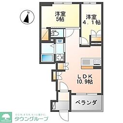ラグーザII 1階2LDKの間取り