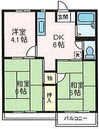 エレガンス狭山 3DKの間取図画像