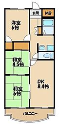 ヴェルドミール富士見 3DKの間取図画像
