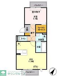 シャトレー明神 1LDKの間取図画像