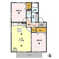 セジュール新町B 2LDKの間取図画像