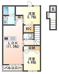 メゾングランデ 2LDKの間取図画像