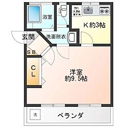 みどりマンション前久保ビル 1Kの間取図画像