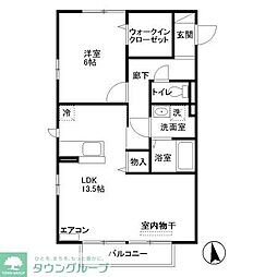 ローズヴィラD 1LDKの間取図画像