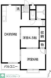 JUNエリールB 2DKの間取図画像