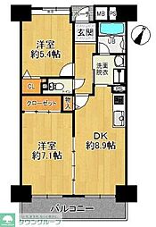 コーポレート新狭山駅前 2DKの間取図画像