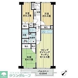 西武小手指ハイツB棟 3LDKの間取図画像