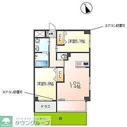 ジャルダンドゥテ 2LDKの間取図画像