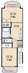 グランヴィル川越シティ 2DKの間取図画像
