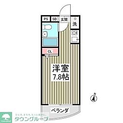 ポルシェ的場 ワンルームの間取図画像
