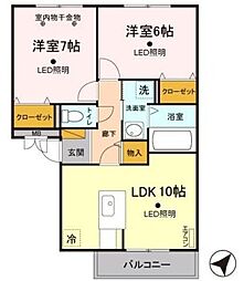 モンソレーユA 2LDKの間取図画像