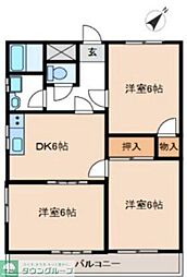 ランドフォレスト新狭山 2LDKの間取図画像
