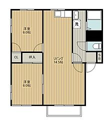 コーポサラA棟 2LDKの間取図画像