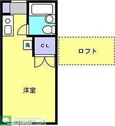 コーポ花影 ワンルームの間取図画像