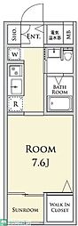 エムフレーバー 1Kの間取図画像