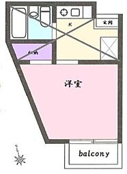 ピークハイムB 1Kの間取図画像