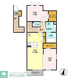 サンモール 2LDKの間取図画像