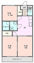 福田マンション 3DKの間取図画像