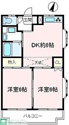 メイプル富士見 2DKの間取図画像