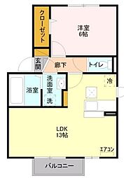 オアシス 1LDKの間取図画像