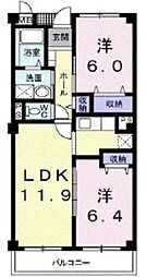 エレガンテアルバ 2LDKの間取図画像