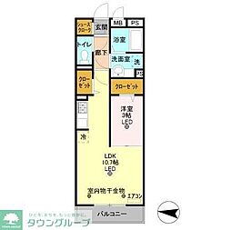 クイーン・ヒルズ 1LDKの間取図画像
