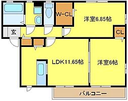 メゾン・ルアー 2LDKの間取図画像
