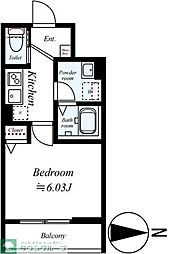 坂戸市中富町アパート 1Kの間取図画像