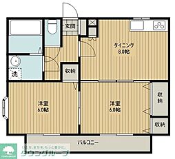 ガーデン・ヒルズ 2DKの間取図画像