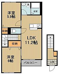オーヴィラージュ 2LDKの間取図画像
