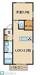 ハーヴェスト中央B 1LDKの間取図画像