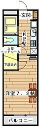 レオパレスリリー 1Kの間取図画像