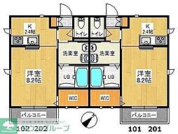 ラフィネ・新狭山 1Kの間取図画像