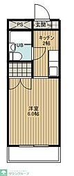ウエストハイム 1Kの間取図画像