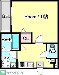ジーメゾン入曽 1Kの間取図画像