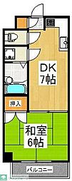 新狭山ペガサスビル 1DKの間取図画像