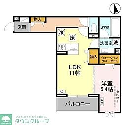 (仮称)D-Sereno小手指 1LDKの間取図画像