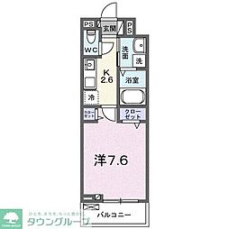 ラ　ルーチェ　ゼロ 2階1Kの間取り
