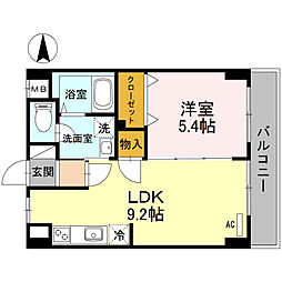 ヴィラコンフォート 2階1LDKの間取り