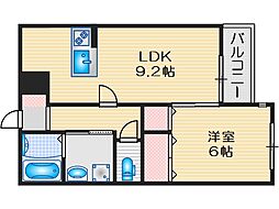 メゾン東雲 206 2階1LDKの間取り