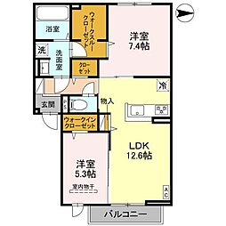 (仮称)D-ROOM高槻市宮田町3丁目PJ 2階2LDKの間取り