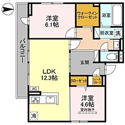 (仮称)D-ROOM高槻市宮田町3丁目PJ 3階2LDKの間取り
