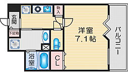 アーバンウェル茨木 3階1Kの間取り