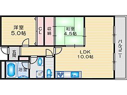 シャトレータカヤ 3階2LDKの間取り