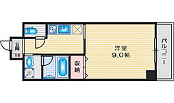 協同レジデンス摂津富田 4階1Kの間取り