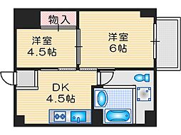 茨木グランドハイツ 2DKの間取図画像