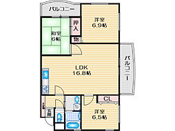 ディアコート・真砂 3LDKの間取図画像