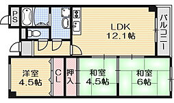 プランドール・耳原 3LDKの間取図画像