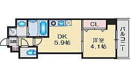 プレステージ3城北 1DKの間取図画像