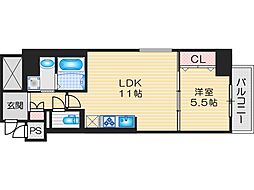 グランコート北園 1LDKの間取図画像